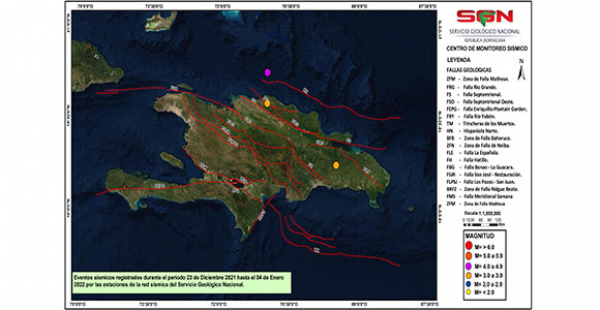 Eventos Sísmicos registrados del 23 de Diciembre del 2021  al 04 de Enero del 2022