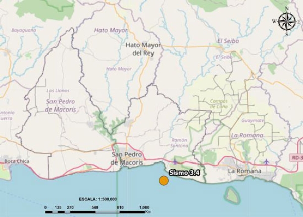 Sismo 3.4 al Sur de la Provincia de San Pedro de Macorís