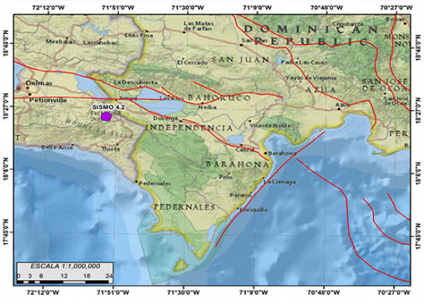 Sismo 4.2 ubicado al SE de Jimaní, Independencia.