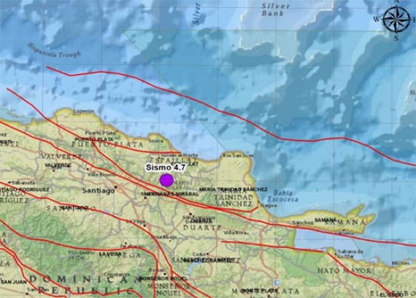 Sismo 4.7 ubicado al NE de Pepillo Salcedo, Prov. Hermanas Mirabal