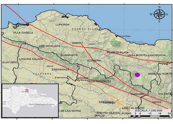 Sismo Magnitud 4.3 ubicado al Norte de Tamboril