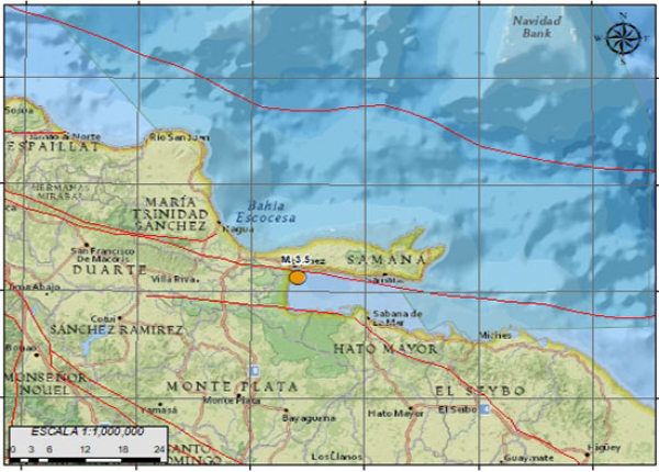 Sismo 3.5 Ubicado al Sur de la Bahía de Samaná